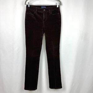 Talbots Womens Petite 2P Brown Heritage Corduoy Jeans Straight Leg Casual Boho